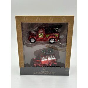 Target Handcrafted Glass Tree Ornaments Set Of 2 Truck Car Christmas Tree